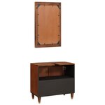 vidaXL Cabinet de salle de bain 2 Pièces Noir et or Bois de mangue massif