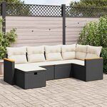 vidaXL Salon de jardin 6 Pièces avec coussins noir résine tressée