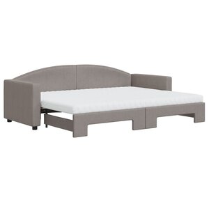 vidaXL Lit de jour avec gigogne et matelas taupe 80x200 cm tissu