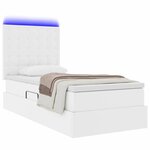 vidaXL Lit avec rangement et LED Blanc pur 90 x 190 cm Simili cuir