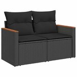 vidaXL Salon de jardin 4 Pièces avec coussins noir résine tressée