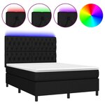 vidaXL Sommier à lattes de lit et matelas et LED Noir 140x200 cm Tissu