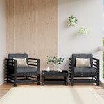 vidaXL Chaises de jardin 2 Pièces noir bois massif de pin