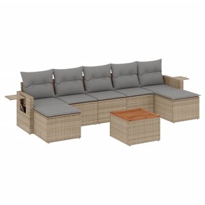 vidaXL Salon de jardin avec coussins 8Pièces mélange beige résine tressée