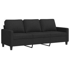 vidaXL Canapé à 3 places Noir 180 cm Tissu