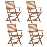 vidaXL Chaises pliables de jardin 4 Pièces avec coussins Bois d'acacia