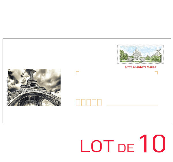 Prêt-à-Poster - Lettre prioritaire monde - 20g - Tour Eiffel - Enveloppes en lot de 10