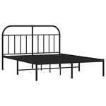 vidaXL Cadre de lit métal avec tête de lit noir 135x190 cm