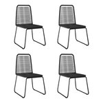 vidaXL Chaises d'extérieur lot de 4 Résine tressée Noir