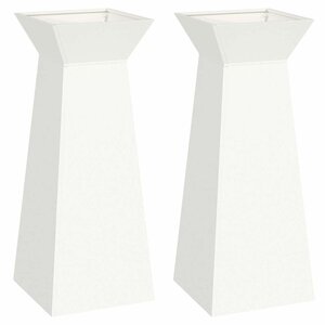 vidaXL Jardinière à pilier 2 Pièces Blanc 40 x 40 x 100 cm Acier