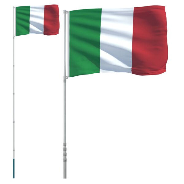vidaXL Drapeau de l'Italie et mât 5 55 m Aluminium