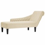 vidaXL Fauteuil long avec coussin et accoudoir droit crème tissu