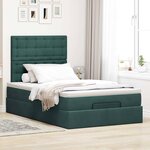 vidaXL Cadre de lit ottoman avec matelas vert foncé 120x200 cm velours