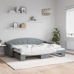 vidaXL Lit de jour avec lit gigogne gris clair 80x200 cm tissu