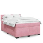 vidaXL Sommier à lattes de lit avec matelas Rose 140x190 cm Velours