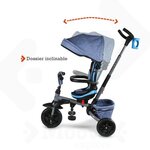 MONDO Tricycle évolutif convertible et pliable avec siege rotatif - On & Go Moovi Explore - Bleu - 12 mois et plus