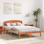 vidaXL Cadre de lit marron ciré 135x190 cm en pin massif