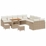 vidaXL Ensemble de canapé de jardin avec coussin 13 Pièces Beige  Crème