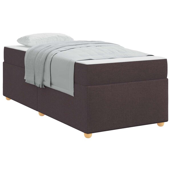 vidaXL Cadre de lit avec matelas Marron foncé 90 x 190 cm tissu