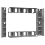 vidaXL Ensemble de meubles TV 10 Pièces Sonoma gris Bois d'ingénierie