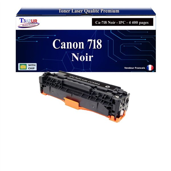 T3AZUR - Toner compatible avec Canon 718 pour Canon MF-8330CDN  MF-8340  MF-8340CDN  MF-8350 Noir - 4 400p