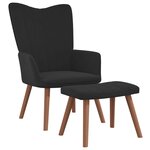 vidaXL Chaise de relaxation avec repose-pied Noir Velours