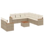 vidaXL Salon de jardin avec coussins 10 Pièces beige résine tressée