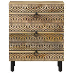 vidaXL Table de chevet noir 50x33x62 cm bois de manguier massif brut