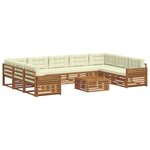 vidaXL Ensemble de canapés d'extérieur 10 Pièces Naturel et Crème