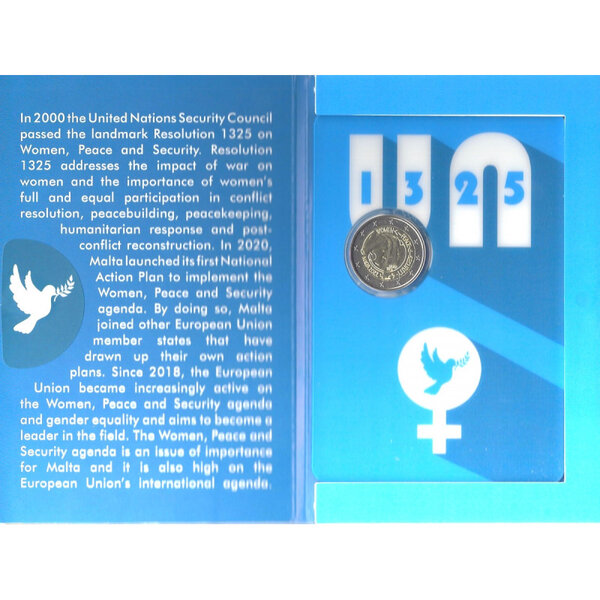 2 euros Malte 2022 coincard BU - Femmes  Paix et sécurité.