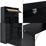 Table murale pliable bureau mural rabattable MDF 156 cm noir