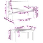 Ensemble de canapé de jardin 3 pièces avec coussins en bois d'acacia