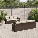 vidaXL Salon de jardin 8 Pièces avec coussins marron résine tressée