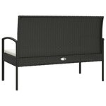vidaXL Banc de jardin avec coussin noir 105 cm résine tressée