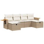 vidaXL Salon de jardin avec coussins 6 Pièces beige résine tressée
