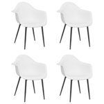 vidaXL Chaises à manger lot de 4 blanc PP