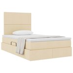 vidaXL Lit avec rangement et matelas Crème 120 x 190 cm tissu