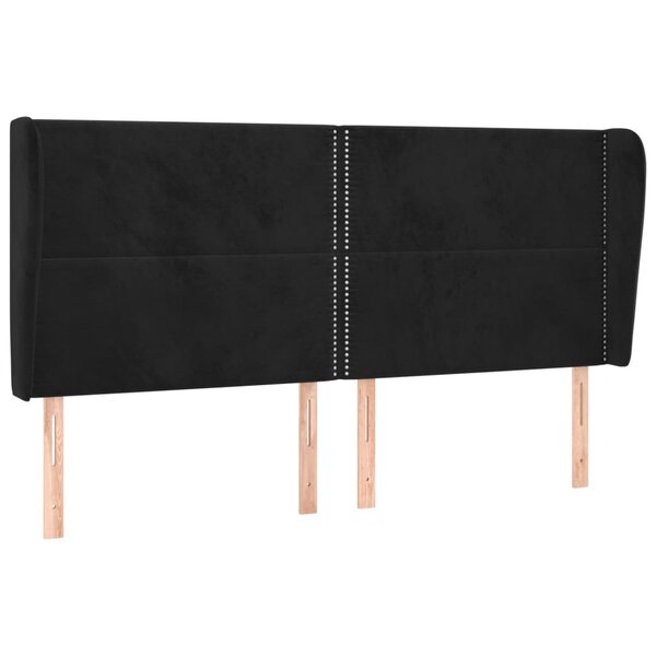 vidaXL Tête de lit avec oreilles Noir 203x23x118/128 cm Velours