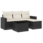 vidaXL Salon de jardin 5 Pièces avec coussins noir résine tressée