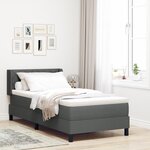 Lit à Sommier avec Matelas Gris Foncé 100x200 cm Tissu