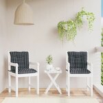 vidaXL Coussins de chaise à dossier bas lot de 2 noir à carreaux tissu