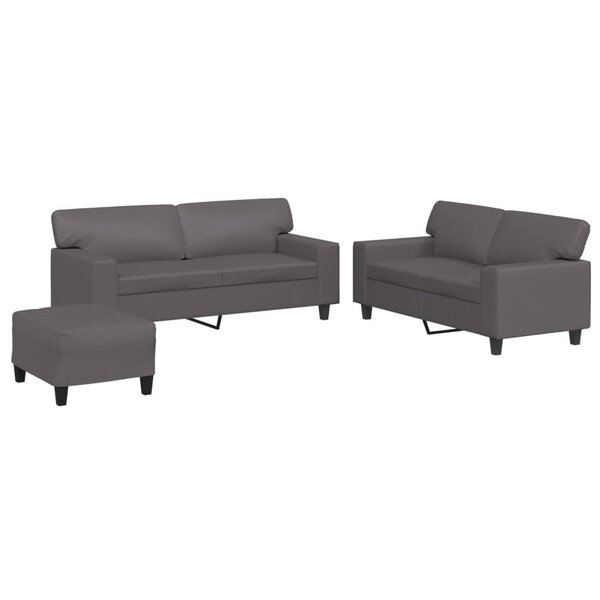 vidaXL Ensemble de canapés 3 Pièces gris similicuir