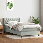 vidaXL Sommier à lattes de lit et matelas gris clair 90x210 cm velours