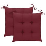 vidaXL Chaises de jardin lot de 2 avec coussins bordeaux Teck massif