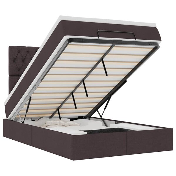 vidaXL Cadre de lit ottoman avec matelas marron foncé 120x200 cm tissu