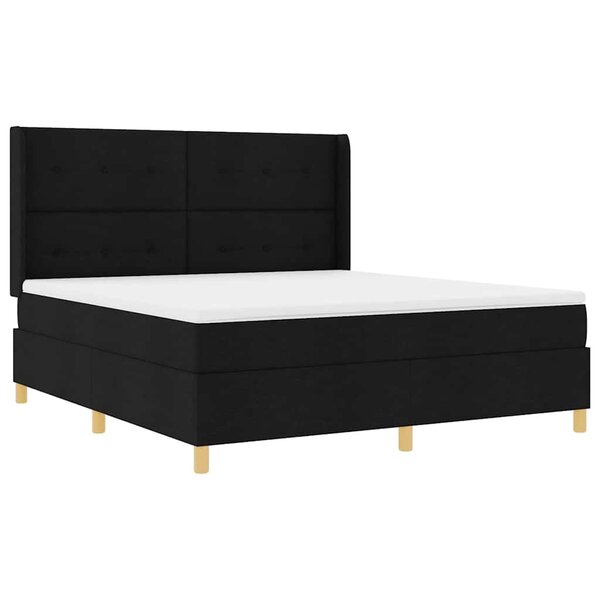 vidaXL Lit à ressorts avec matelas Noir 140 x 200 cm tissu