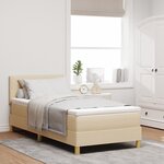 vidaXL Lit sommier avec matelas Crème 90x200 cm Tissu