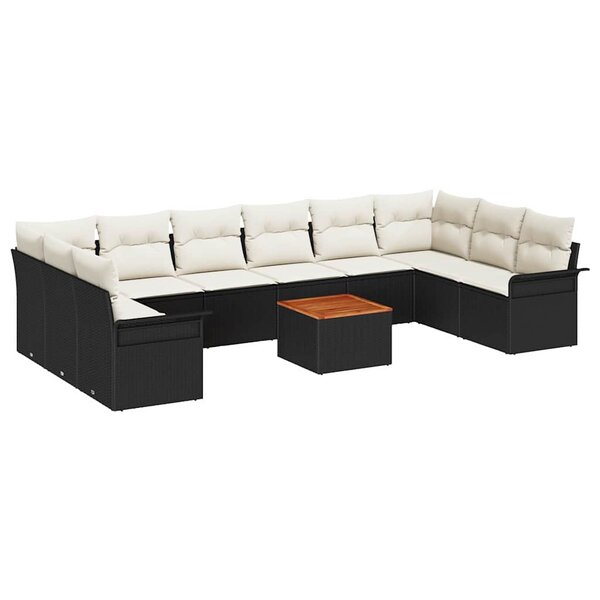vidaXL Ensemble de canapé de jardin 11 Pièces Noir Poly rotin
