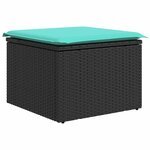 vidaXL Ensemble de canapé de jardin avec coussin 7 Pièces Noir et bleu