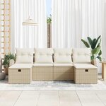 vidaXL Ensemble de canapé de jardin avec coussin 6 Pièces Beige polyrotin